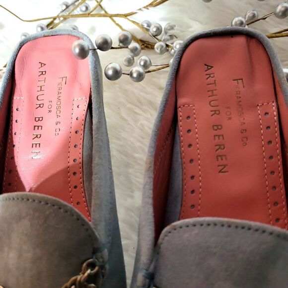 Fieramosca sky blue all leather suede, rubber,soles, size 5 with gorgeous charms - Picture 2 of 10